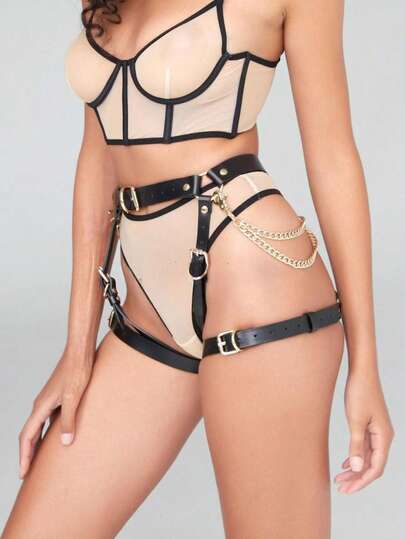 1 chiếc dây đeo eo kiểu Gothic gợi cảm dành cho nữ, phụ kiện trang trí dây nịt chân, thích hợp cho nhập vai, trang phục đi club hoặc dự tiệc khiêu vũ.