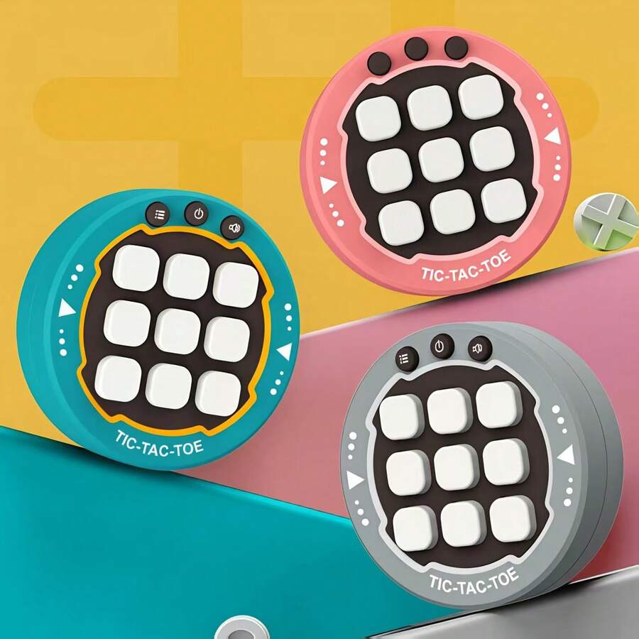 3-In-1 Tic Tac Toe Game, 1pc ABS Handheld Tic Tac Toe Set, 3 Game Modes, Strategy Logic Toy, Teenage Birthday Gift, Portable Mini Intelligence Game - Multicolor - View 1