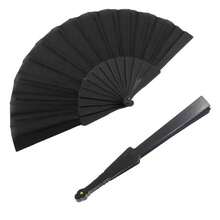 Leque de mão compacto liso cor única cor Preto - Multicolorido - Visão 2