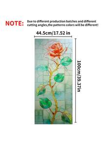1片 44.5 X 100 Cm / 17.5" X 39.4" 彩色玻璃玫瑰圖案靜電吸附窗貼膜，免膠水可重複使用遮光窗貼，附安裝工具，適用於居家臥室浴室客廳廚房辦公室裝飾 - B - 查看 11