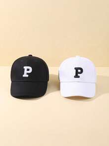 2pcs/Set Embroidery Baseball Cap For Kids Adjustable Washed Golf Toddler Hat For Boys & Girls - 2pcs Black and White - View 9