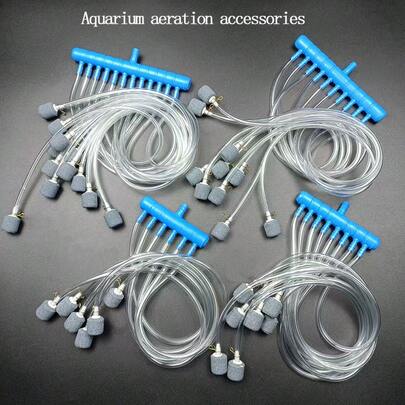 Bộ phụ kiện sục khí cho bể cá cảnh/bể cá vàng/hồ thủy sinh, bộ chia khí kèm ống dẫn, đá sục khí/bộ kẹp chống trượt.