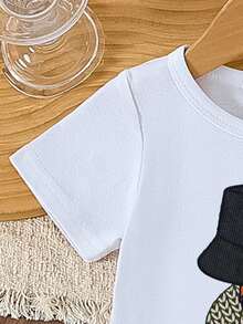 Setelan Bayi Laki-laki Kasual Lucu dan Nyaman dengan Motif Beruang, Atasan Lengan Pendek dan Celana Motif, Ringan untuk Musim Panas - MultiWarna - View 4