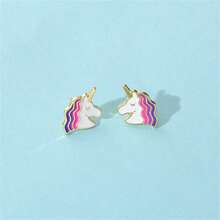 Unicorn Enamel Earrings Ear Stud Daily Jewelry Gift For Friends Fashion Refinement - Multicolor - View 8