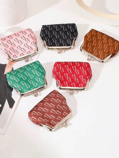 1pc Kiss Lock Coin Purse, Mini Portable Small Wallet For Coins Cards Keys, Cute Fashion Pouch For Daily Use, Travel, Birthday Gift For Women Girls