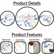 1/4 Set Floral Leaf Wall Border Stickers, Waterproof Self-Adhesive Removable Decorative Stickers For Kitchen, Bathroom, Living Room Baseboards, Home Decor DIY Wall Mural - Green Leafy Flowers - View 3