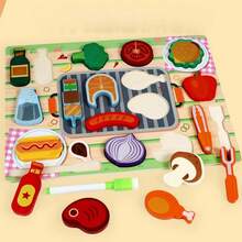 Kids Play Kitchen Realistic Wooden Vegetable & Fruit Cutting Toy Set, Parent-Child Interactive Game - Multicolor - View 7