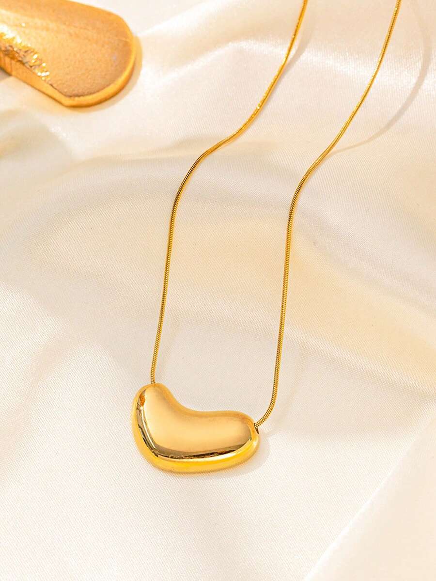 1 Dây chuyền hình hạt đậu không đều, mạ vàng, mang lại cảm giác sang trọng tinh tế, mặt dây bằng thép không gỉ nhẵn mịn, dây chuyền thép titan có thể điều chỉnh độ dài. - Vàng - Xem 1
