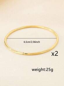 1 Pair Of Stainless Steel Vintage Classic Plain Bracelets, Stackable, Simple And Fashionable Accessories, Cuff Bracelets, Elegant, Non-Fading, Suitable For Daily Wear, Gift-Giving, Seasonal Jewelry, Versatile Style - Gold - View 11