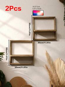 1pc Vintage Wooden Wall Mounted Shelf - Decorative Wall Mounted Storage Display Rack, Suitable For Displaying Plants, Small Items And Home Decor, For Living Room, Bedroom Or Kitchen - Multicolor - View 16