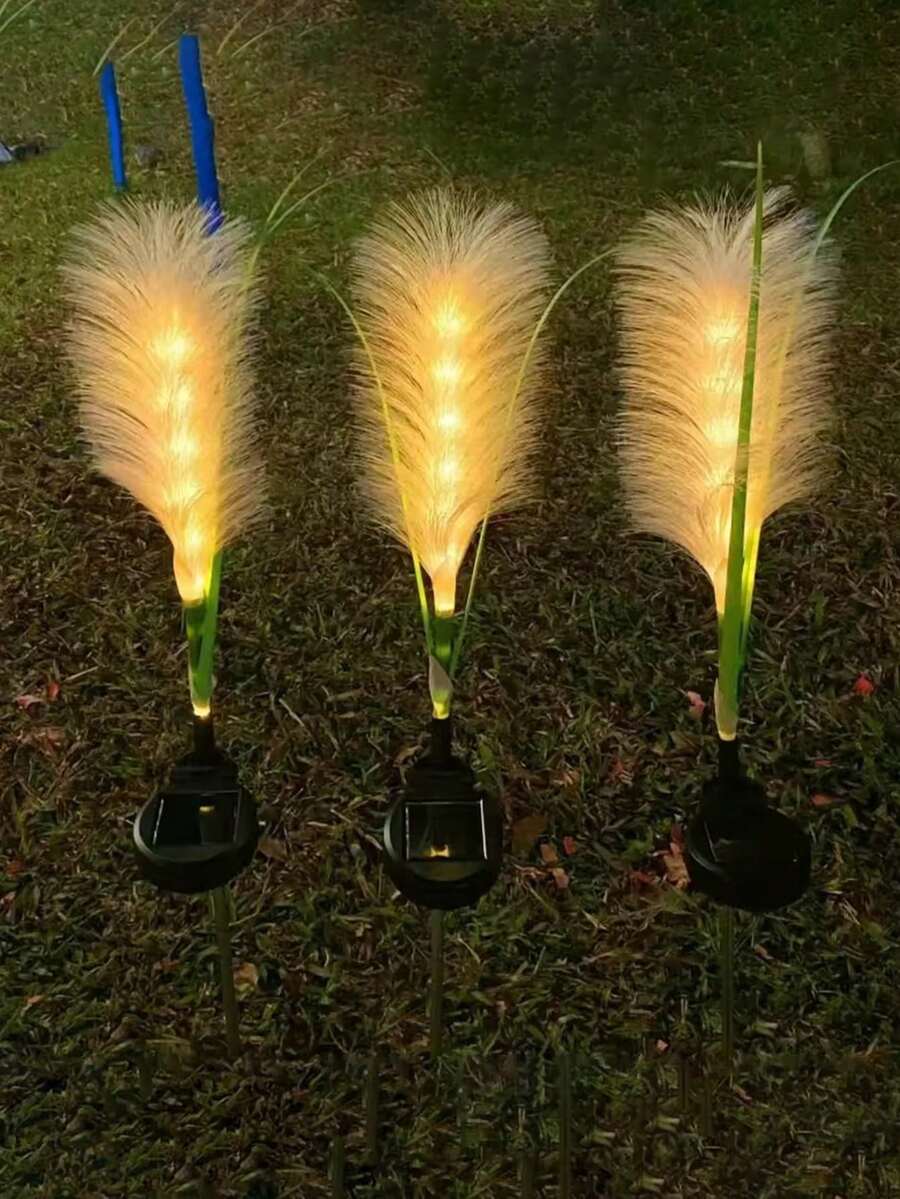 1pc Solar Powered Reed Grass Garden Light, Waterproof Warm White LED Outdoor Path Light, Suitable For Lawn, Patio, Yard Decor