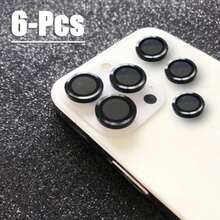 Bộ 6 miếng dán cường lực, miếng dán kim loại bảo vệ ống kính, miếng dán chống rơi vỡ tương thích với Apple 17 Pro Max, 17 Pro, 17 Air, 17E, 16E, 16, 15, 11, 12, 13, 14 Pro Max, 14 Plus, 12 Mini, 13 Mini - màu đen - Xem 10