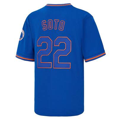 MEAN MACHINE Camiseta de béisbol azul de Juan Soto #22 New York, uniforme de béisbol con letras bordadas, regalo del día del partido para fanáticos