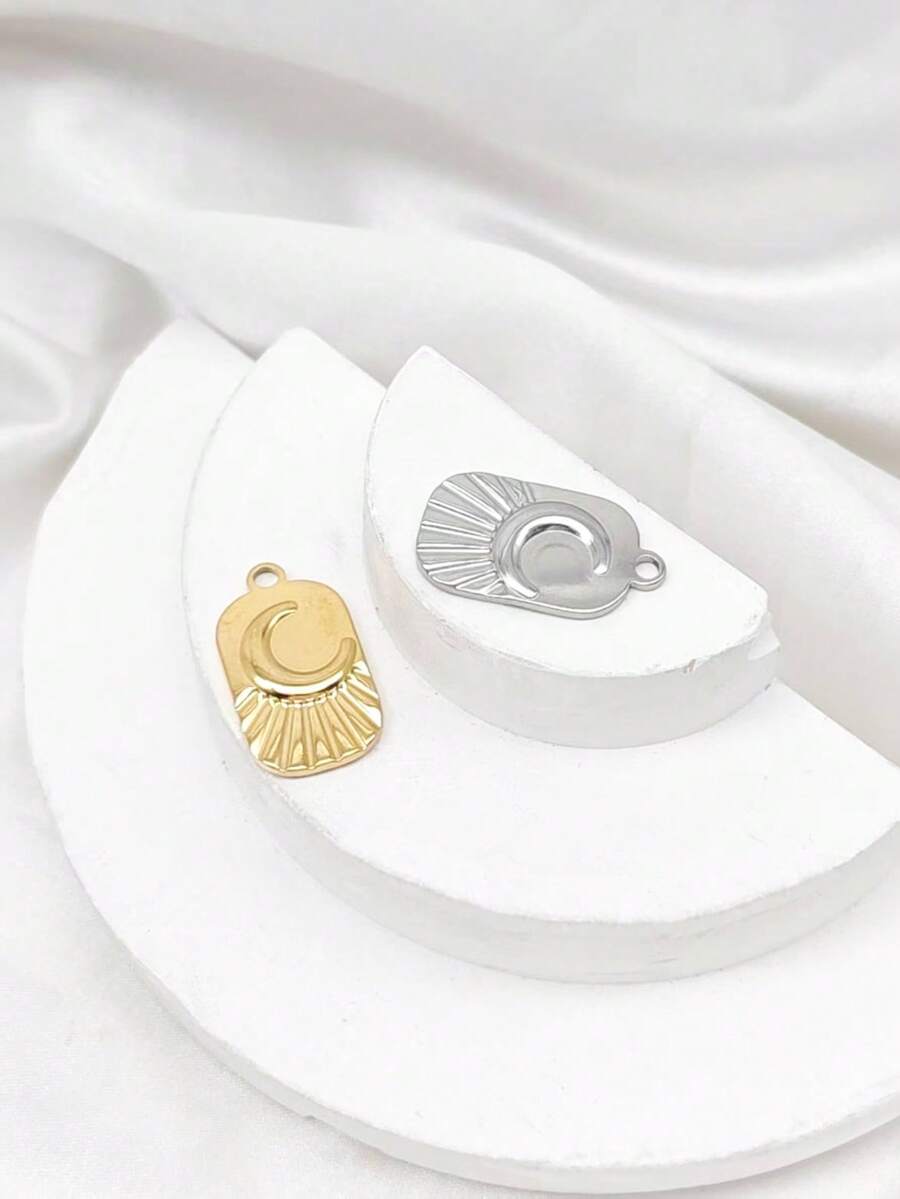 1 pieza Colgante de collar de acero inoxidable con patrón de luna creciente elegante y vintage, adecuado para el uso diario de las mujeres - Multicolor - Ver 1
