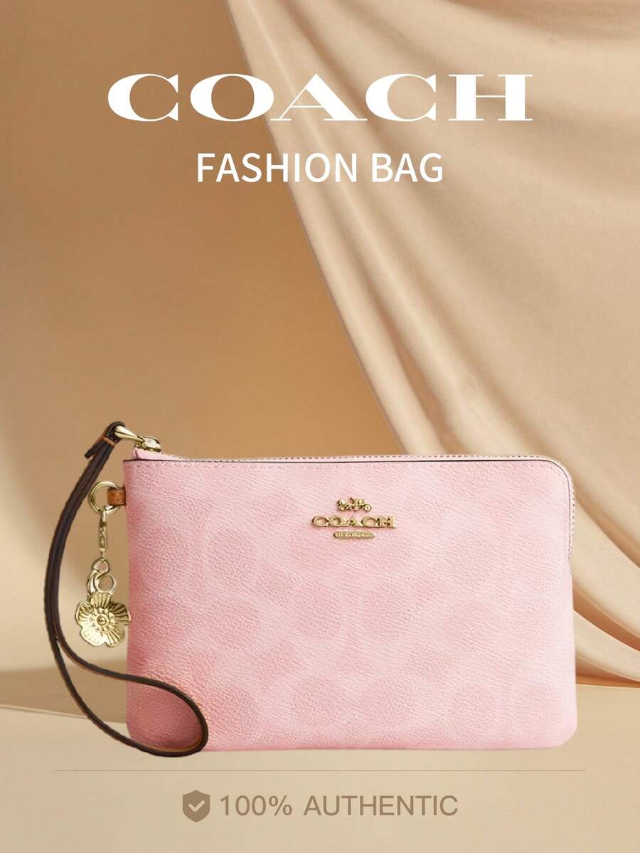 Coach Cartera de embrague con cremallera de 16 pulgadas para mujer, cartera de muñeca pequeña para mujer, cartera de embrague como regalo para mujer - Rosa - Ver 1