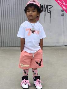 Boys' Cotton Round Neck T-Shirt, Casual And Comfortable Spring And Summer Short-Sleeved Printed Top - 白色 - 查看 2