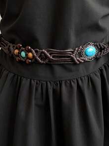 1 chiếc thắt lưng dệt dành cho nữ, dây thắt lưng đính hạt thủ công, thiết kế độc đáo phong cách Y2K, đa năng cho trang phục hàng ngày. - Nhiều màu - Xem 8