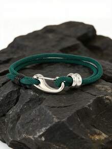 男士手链，航海风尼龙编织，可调节钩扣，适合日常佩戴和送礼 - 雙繩鉤扣手繩 - 查看 9