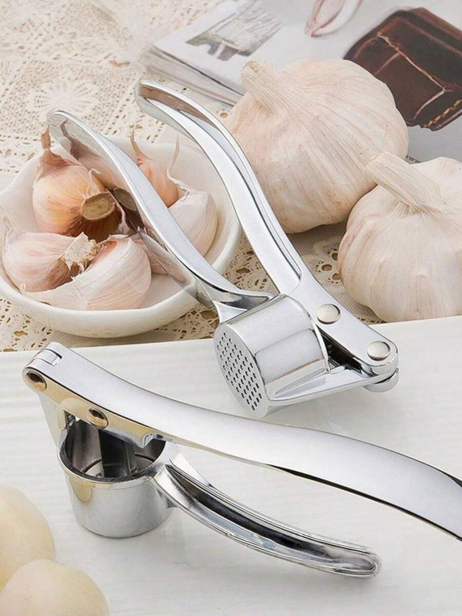 1pc Heavy Duty Garlic Press, Manual Garlic Mincer, Stainless Steel Garlic Crusher Squeezer Chopper Kitchen Tool