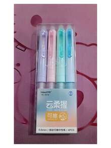 1pc/4pcs Erasable Ballpoint Pen, Blue Erasable Gel Ink Pen, 0.5mm Tip, Refillable Ink With Eraser, Suitable For Stationery, Pens, Office Supplies, Easter, Diary - Sets - View 3