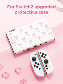 Funda protectora de 2a generación para Switch 2025, con patrón de lazo rosa y lunares, carcasa protectora transparente con brillo, compatible con Switch 2/Switch NS/Switch OLED/Lite, accesorios para Switch, juego completo, bolsa de almacenamiento, mejor regalo compatible con jugadores de Switch - Multicolor - Ver 5