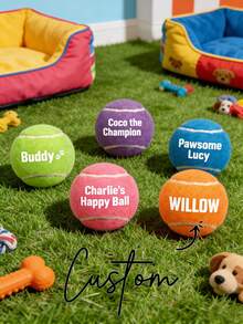 Personalized Tennis Ball, Personalized Golf Balls, Can Be Customized With Your Name, Multiple Colors Available, Christmas/Birthday Gift, High Elasticity For Beginner Training & Match, Massage Pet Ball, Chew Toy, Custom Logo Tennis Accessory - Multicolor - View 2