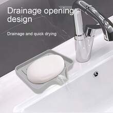 [Soap Drain Tray] 1pc Foldable Soap Dish - Lightweight, Self-Draining | Bathroom Soap Holder, Dishwashing Mat, Drying Tray | Portable For Kitchen, Outdoor Travel - silicone pad - 查看 9