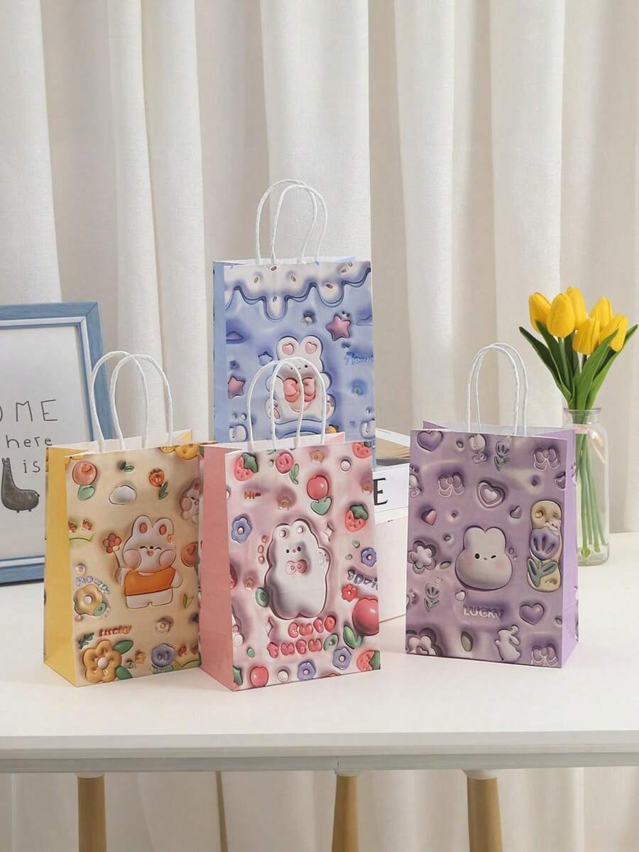 10入生日禮物袋 彩色紙製花卉圖案生日禮品包 生日派對禮物袋 節慶慶祝派對禮品包裝材料 主題派對裝飾 小禮物包裝袋 生日戶外露營野餐袋 - 查看 1