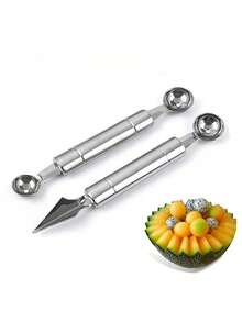 Stainless Steel Double-Headed Melon Baller Fruit Scoop Carving Knife For Commercial Kitchen And Home Use - Multicolor - View 3