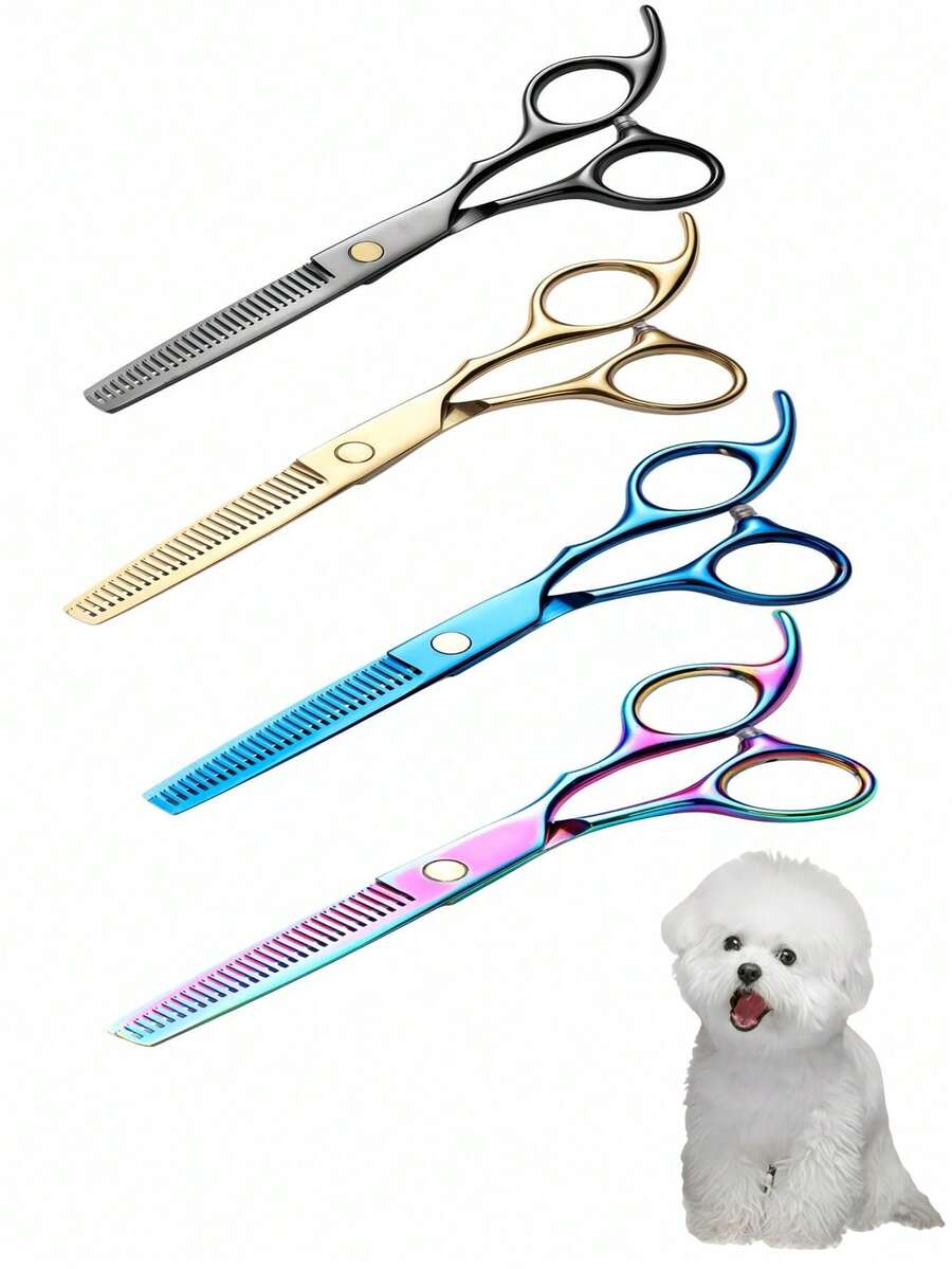 Forbici da toelettatura per animali domestici con punte curve doppie, rifinitura fine ambidestra - Multicolore - Visualizzare 1