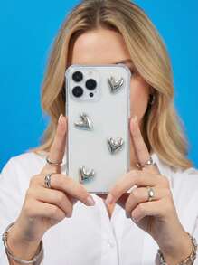 Ốp lưng điện thoại tráng gương hình trái tim 3D mạ điện tương thích với Apple - Bạc - Xem 2