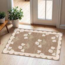 3x5 Floral Entrance Mat - Small Washable Indoor Outdoor Rug, Non-Slip Doormat For Front Door Porch, Boho Farmhouse Neutral Brown Carpet For Living Room Bedroom Entryway Kitchen Laundry Office Foyer Decor - Brown - View 6