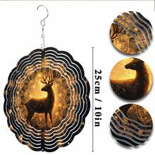 10 Inch Boho Metal Wind Chime, Mystical Deer Design, 360° Rotating Hook - Ideal For Spring And Summer Garden, Balcony Decor - Battery-Free, Vibrant Art Gift For Nature Lovers - A - View 3