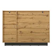 Chest Of Drawers, Sideboard; With Four Drawers And Two Doors; Suitable For Living Room And Kitchen; Black And Natural Tones, Dimensions: W120 X D35.5 X H90.5 Cm - Camel - View 11