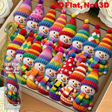 16pcs 2D Flat Snowman Christmas Decorations, Cute Knitted Style Christmas Tree Ornaments, UV Printed Acrylic Snowman Decor For Holiday Party - Multicolor - View 9