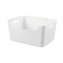 Extra Large White Plastic Storage Bin With Easy Access Lid 11x14.3x7 Inches - 1 - Xem 2