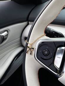 1pc Bow Tie Pendant Car Hanging Decor, Personalized Car Interior Accessory Chain Pendant - A - View 1