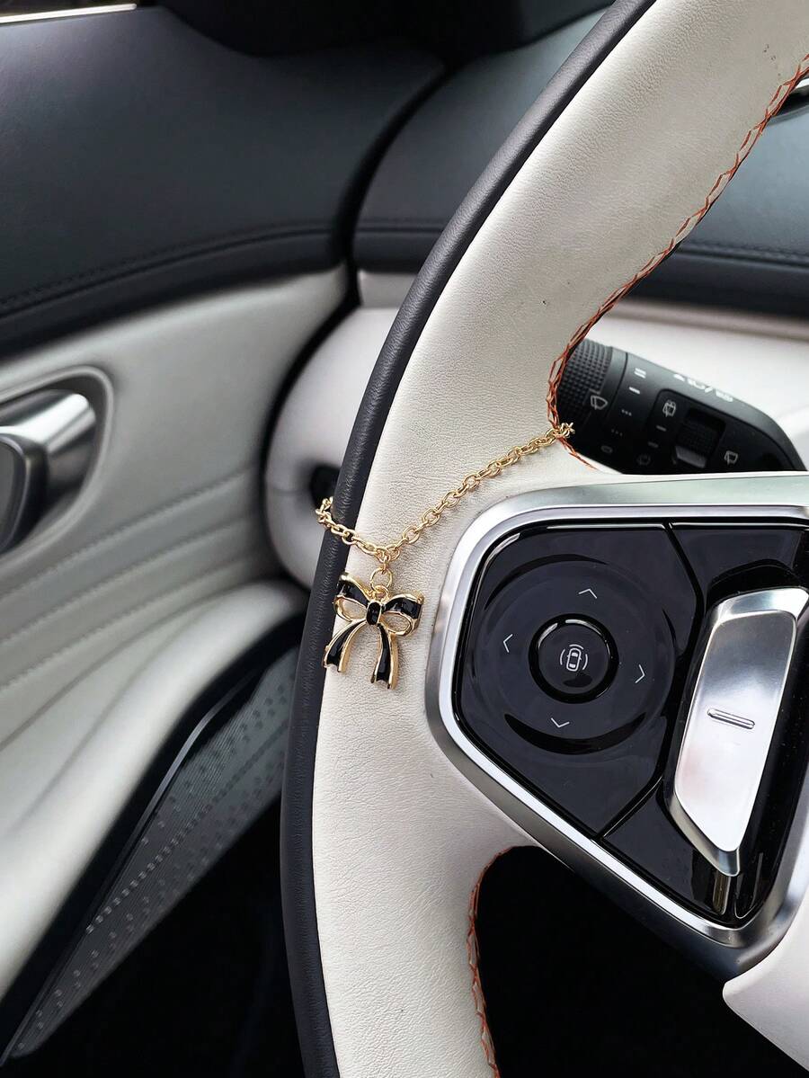 1pc Bow Tie Pendant Car Hanging Decor, Personalized Car Interior Accessory Chain Pendant - A - View 1