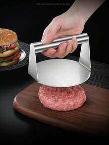 Prensa redonda para hamburguesas de acero inoxidable, molde para hacer hamburguesas, molde para hamburguesas, prensa para bistec, utensilio de cocina, molde para hacer masa de empanadillas - plata - Ver 2