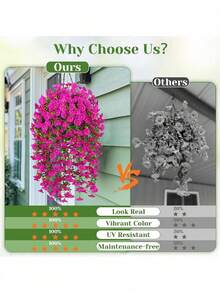 4/2 cành dây leo bạch đàn xanh nhân tạo trang trí treo, chống tia UV, thích hợp sử dụng ngoài trời, cây giả, hoa bìm bìm giả với dây leo bạch đàn chống tia UV, phù hợp làm quà tặng Ngày của Mẹ, trang trí phòng, trang trí nhà cửa, trang trí đám cưới, trang trí ngoài trời. - Màu Hồng Tươi - Xem 6