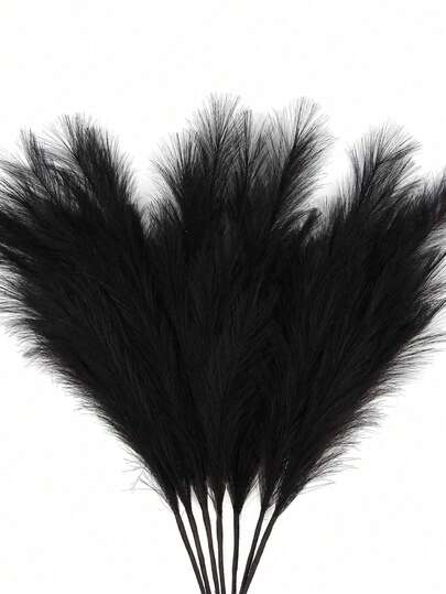 100pcs Black Artificial Pampas Grass Stems - Realistic Pampas Feather Decor, Fluffy Feather Style, Suitable For Boho, Modern Minimalist Home Decor | Soft Elegant Vase Filler, Applicable For Living Room, Bedroom, Dining Room, Office, Wedding Venue Decor, Wedding Decoration, Valentine's Day Decor