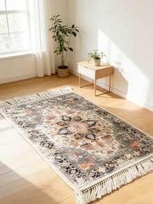 1pc Vintage White Tassel Rug, Decorative Carpet, Bedroom Decor, Small Rug, Carpet, Home Decor, Living Room Carpet, Living Room Small Rug, Bedroom Rug, Living Room Home Decor, Outdoor Rug, Washable Rug - Multicolor - View 3