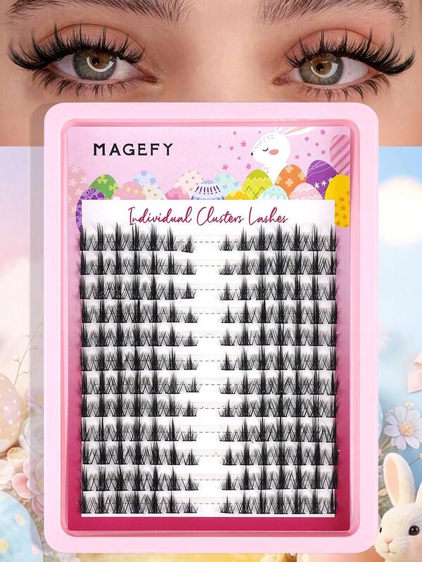 MAANGE 168pcs Segmented Cluster False Eyelashes, 12-Row Natural & Realistic 3-Step European & American Style, Wet Cartoon Lashes, Crossed 3D Faux Lashes, Cartoon Cosplay Natural Lashes, Makeup Tools, Daily Thick Curly Lashes, Soft & Non-Irritating, Reusable, Easter Gift, Lashes For Women, Cluster Lashes