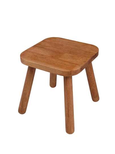 1个橡胶木凳，带4个可拆卸凳腿，实木鞋凳，胡桃木色，适用于客厅、玄关、浴室、卧室、厨房，稳固平衡