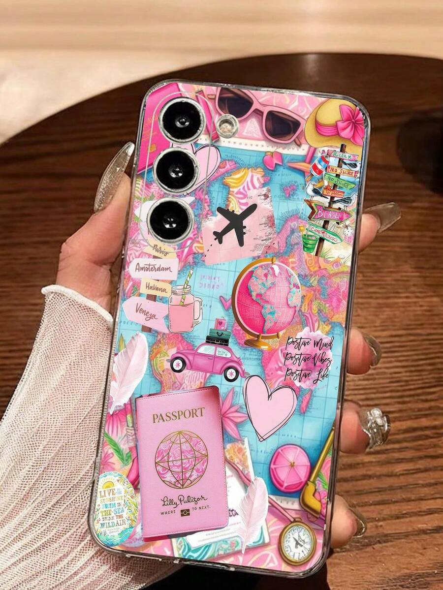 1pc World Map Jigsaw Puzzle Soft Transparent Phone Case, Compatible With Huawei Honor, Galaxy A04e/12/A13/A14/A34/A50/A52/A53/A54/S21/S22/S23/S24/S25/S25Ultra/S25FE/S26/S26 PLUS/S26 ULTRA/S26 EDGE, 6A/7A/8A, 12T/13T/15T/15T Pro - Clear - View 1