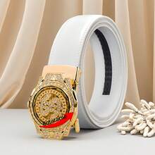 男士白色自动扣皮带，时尚商务休闲款，适合婚礼、正式场合，秋冬季送给丈夫和父亲的礼物，也适合青少年、青年、男士，休闲、户外、运动、度假、毕业、生日、日常穿着。 - 彩色 - 查看 14