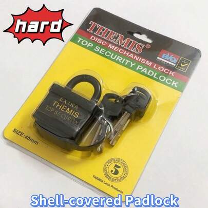 1pc Heavy Duty Metal Padlock With 4 Keys - Commercial Grade Security Lock, Sturdy Weatherproof Rust-Resistant Shell, Easy Manual Operation, Suitable For Gates, Fences, Cages, Warehouses - Metal Construction