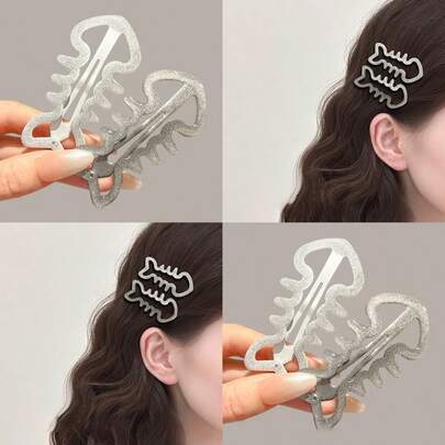 4 piezas Clips de pelo de niña linda, dulce y genial con forma de espina de pescado, clips de pelo laterales divertidos y raros, clips de pelo lindos y femeninos, clips de pelo para flequillo, clips de pelo laterales, clips de pelo para mujeres