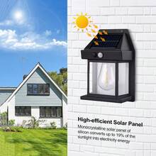 Grn-flashing 1/2/4/6pcs Solar Powered Front Door Lights, 3 Modes Switchable, Tungsten Filament Wall Lights, Outdoor Porch Yard Waterproof Night Lights, Fence Lights With Motion Sensor Function, Suitable For Garden Decoration Outdoor - Solar Powered - View 4