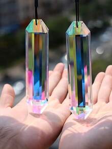 1pc Large Size Sun Catcher Crystal Prism, Large Crystal Sun Catcher Prism Suitable For Windows, Sunlight Catcher Prism Pendant, Sun Catcher Colorful Glass Window Hanging Decor, Maker Of Rainbows For Window, Room, Garden Decoration, Dreamy Aesthetic Home Decor, AB Crystal Rainbow Maker Garden Hanging Sunlight Catcher Decor - Multicolor - View 2